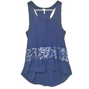 3/$15 Studio Y Navy Blue Sequin Racerback Tank